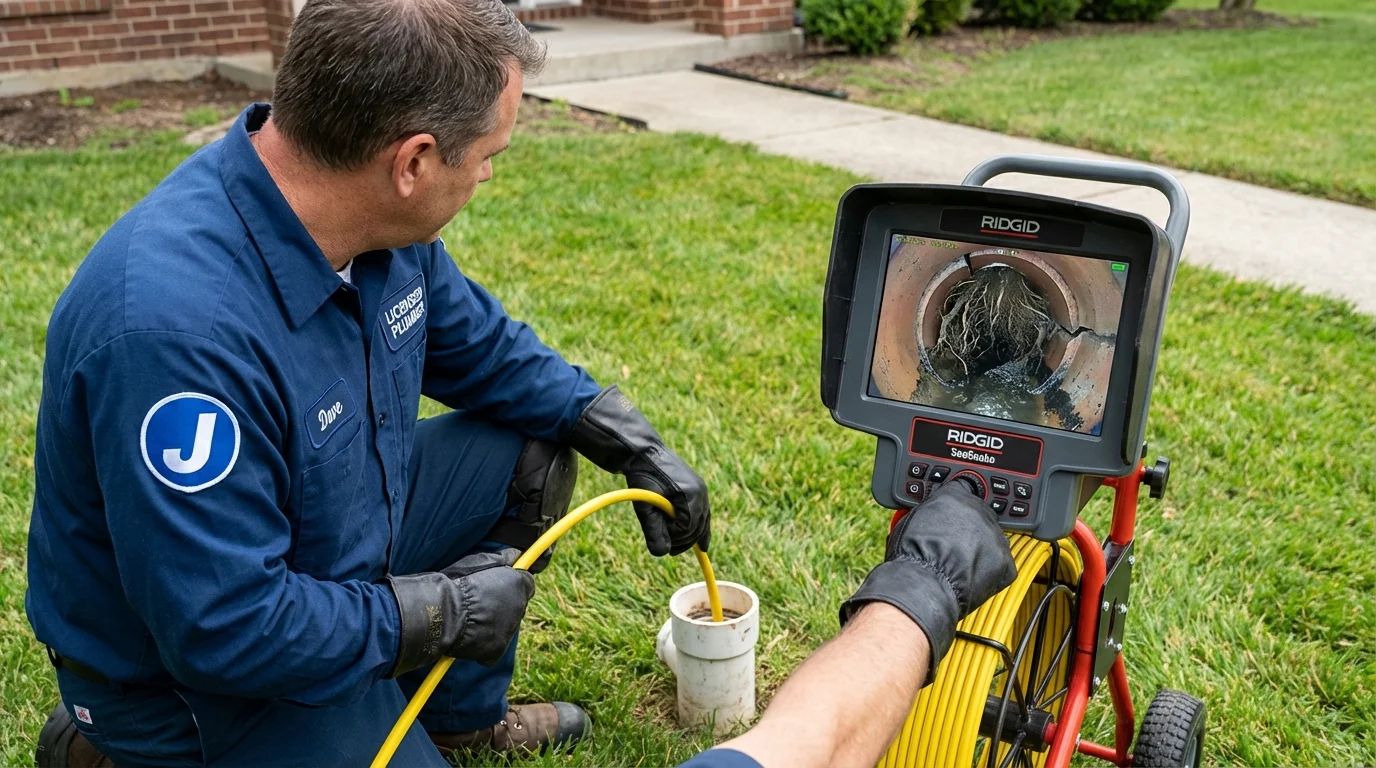 Sewer camera inspection being performed by Johns Plumbing LLC in Amesbury